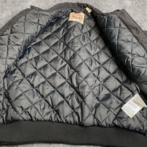 Levi's Trucker Bomber Jacket Thermore Thermal Diamond Lined Black Size M - Picture 2 of 6